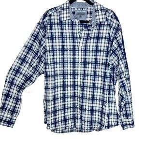 Johnston & Murphy Blue/White Tailored Long Sleeve Button Down Dress‎ Shirt XL